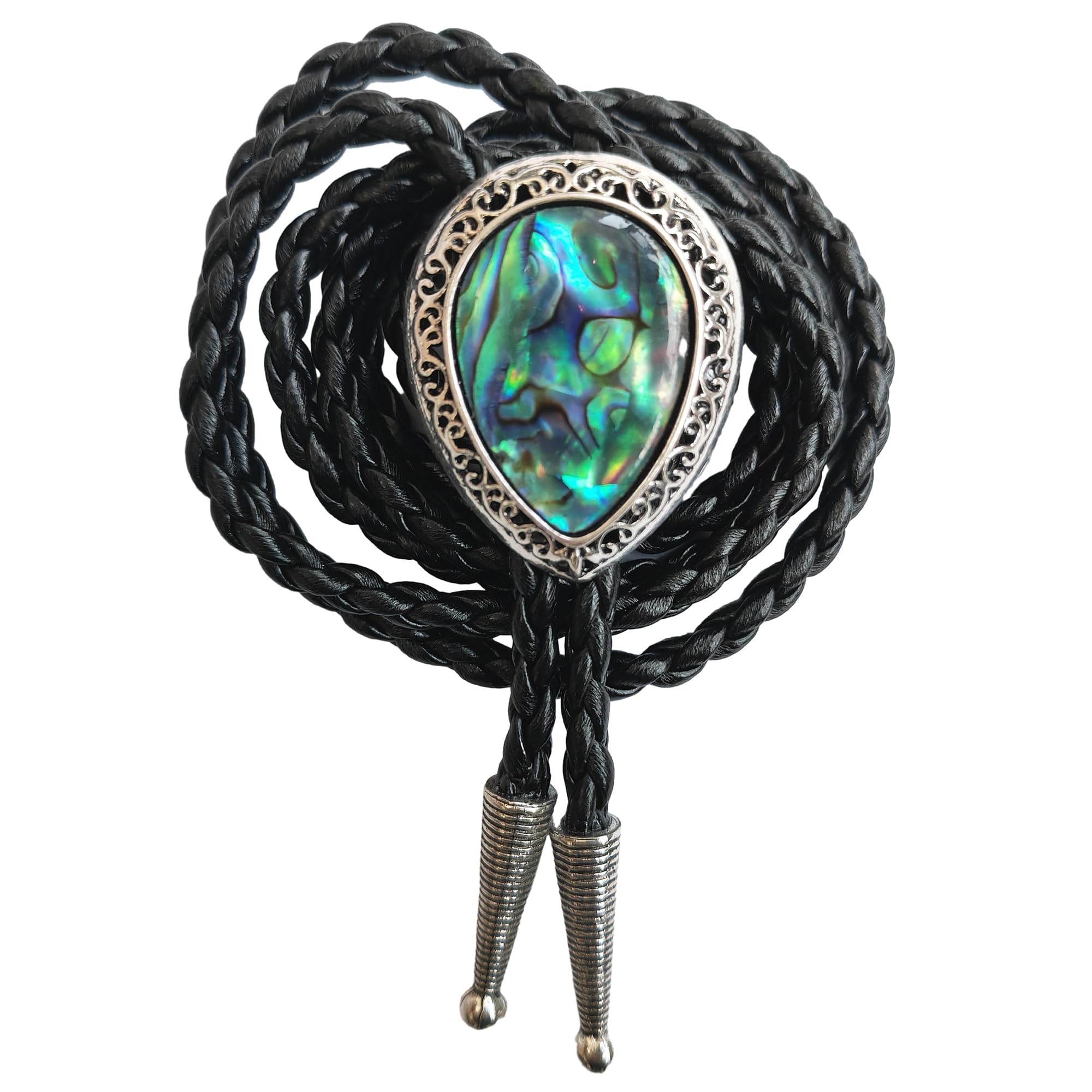 Himongoo Water Drop Abalone Shell Bola Bolo Tie Wedding Necklace for Men Women Western Style Bolo Necktie