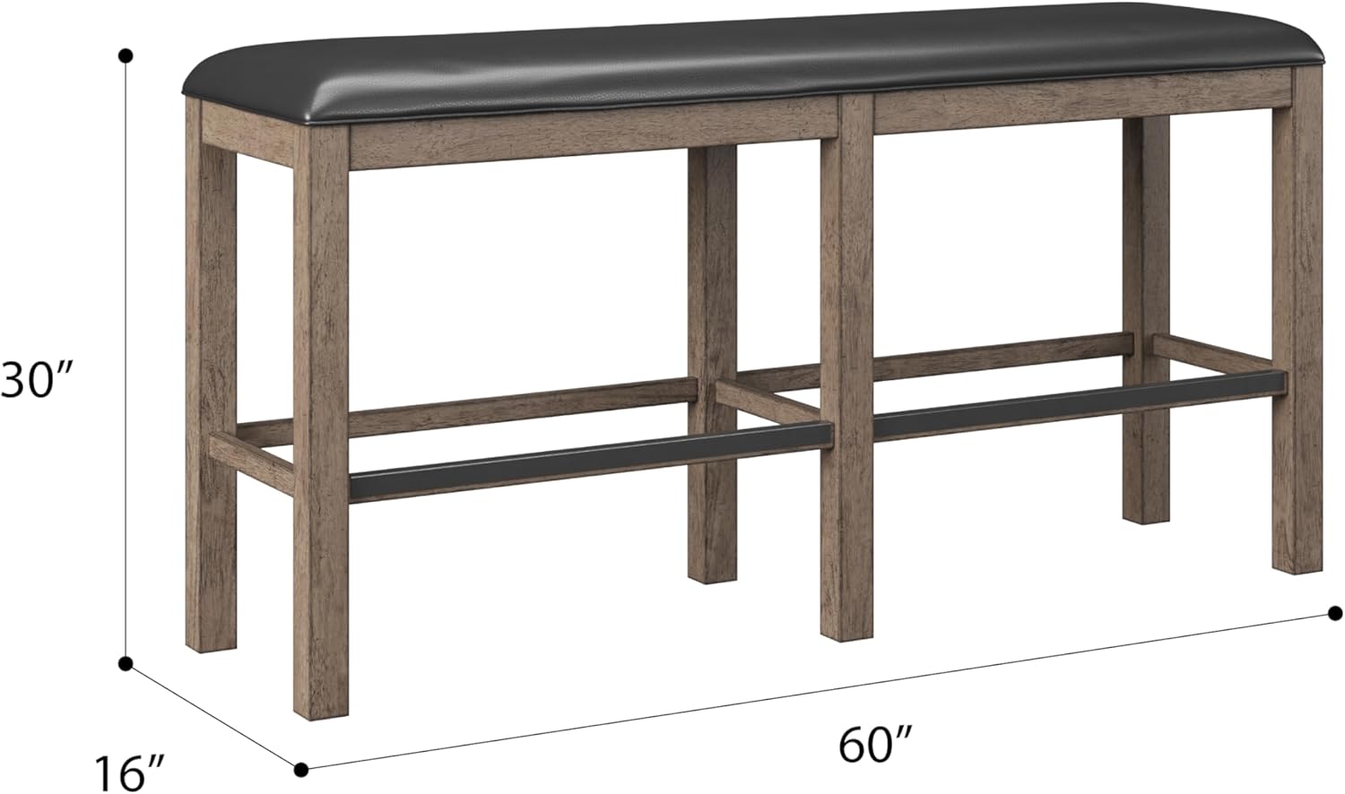 Wallace & Bay Benti Pecan Brown 60" Wide Bar Height Bench