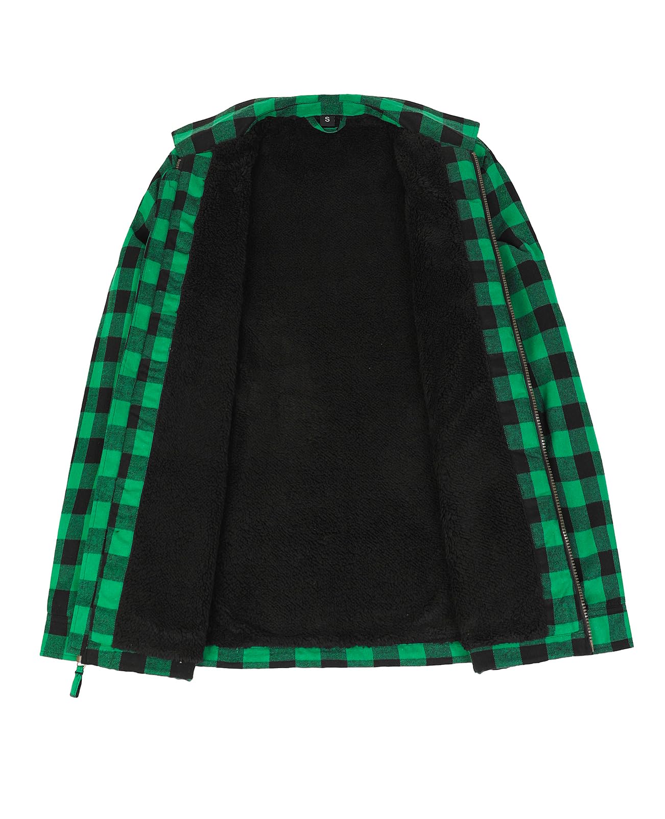 Camicia da uomo foderata in flanella con zip intera, in flanella, spazzolata, accogliente shacket da lavoro all'aperto