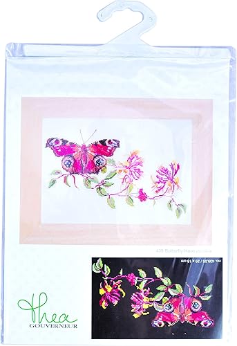 Miniatura 5 de Thea Gouverneur - Kit de punto de cruz contado - Mariposa - Madreselva - Negro Aida - 18 unidades - Para adultos - 439.05
