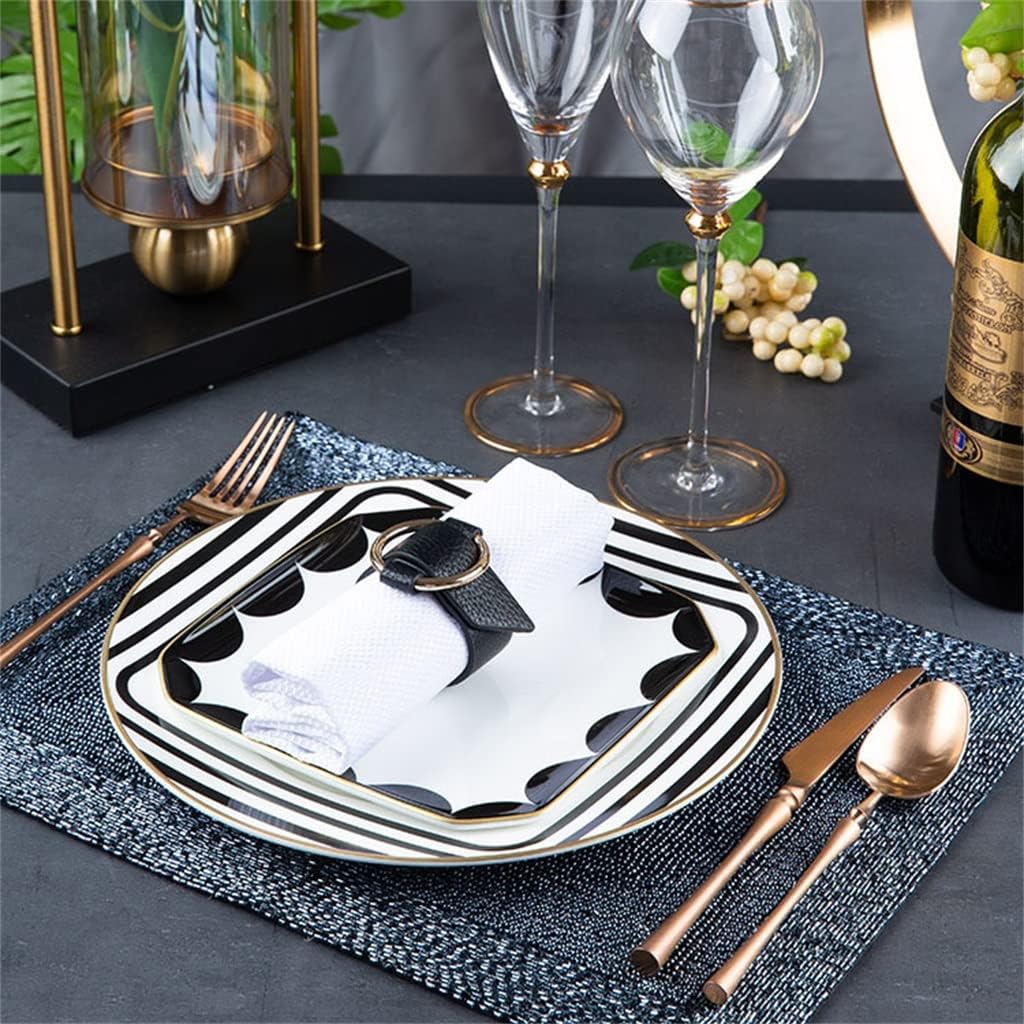 Square Cutlery Set Kitchen Catering Utensils Bone Plate Bowl Plate Restaurant Combination (Color : A, Size : One size)