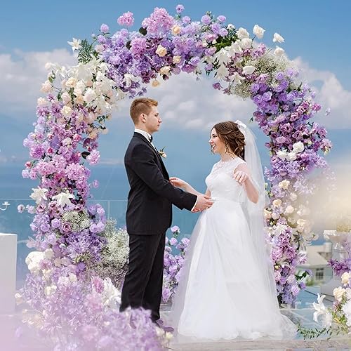 Miniatura 7 de Fomcet Arco de boda de 6.6 pies, soporte redondo de metal dorado, marco de arco de globos, arcos de boda para ceremonia, aniversario, fiesta de