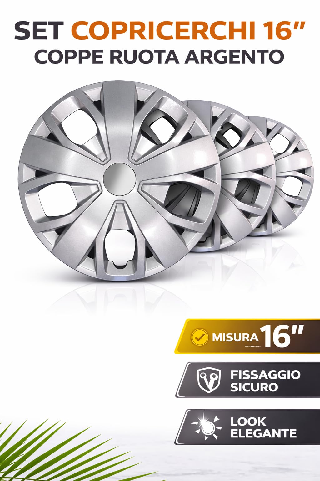 Set Copricerchi 16" Compatibili con Fiat Ducato dal 2014 in poi/Peugeot Boxer/Citroën Jumper - Coppe Ruota per Cerchi da 16 Pollici - Fissaggio ad Anello - NON Compatibili con Modelli Camper