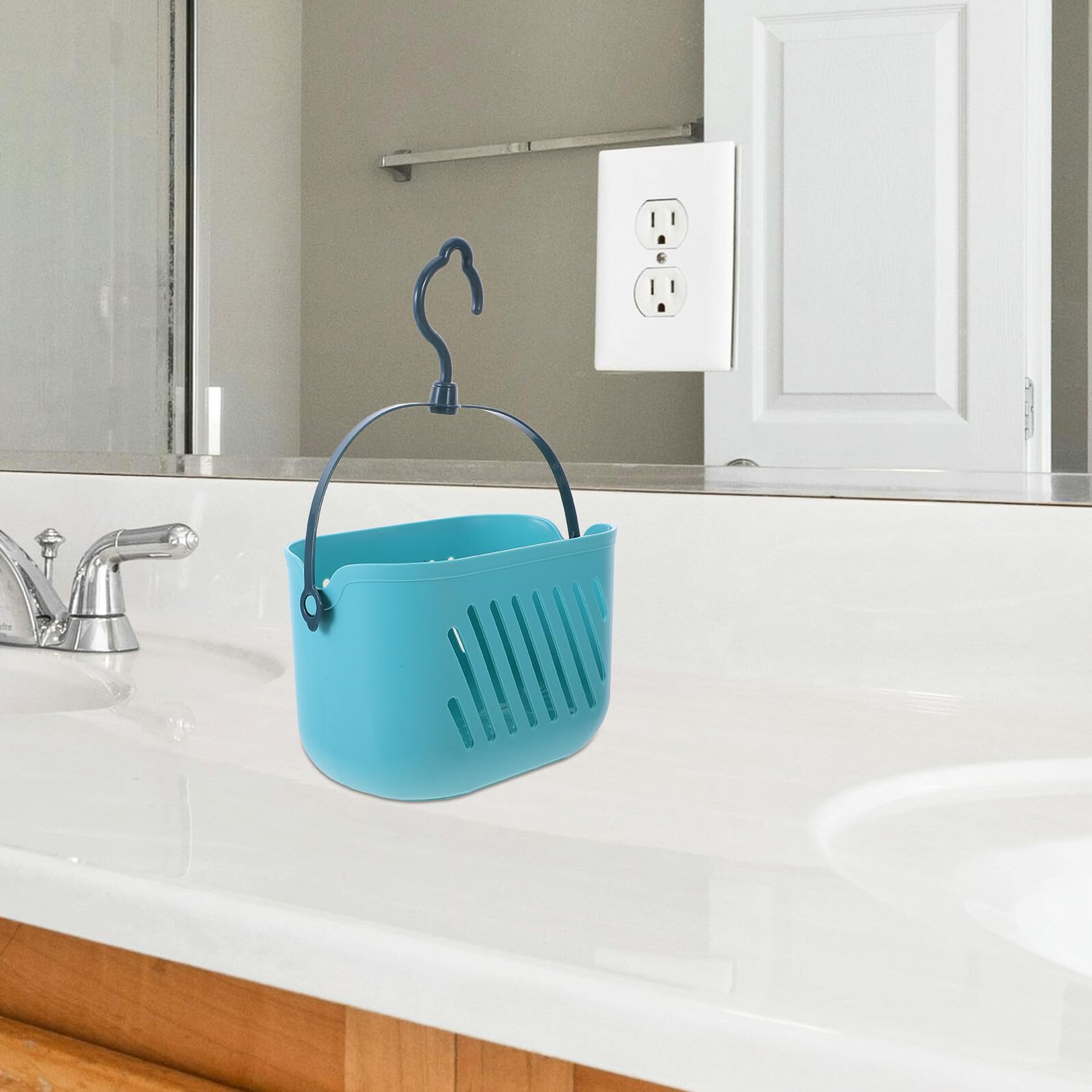 Zerodeko Cesta de Ducha Colgante con Ganchos, 2 Piezas de Plástico | Carga Robusta, Uso Versátil, para Cocina y Dormitorio, Materiales Resistentes, Diseño con Gancho