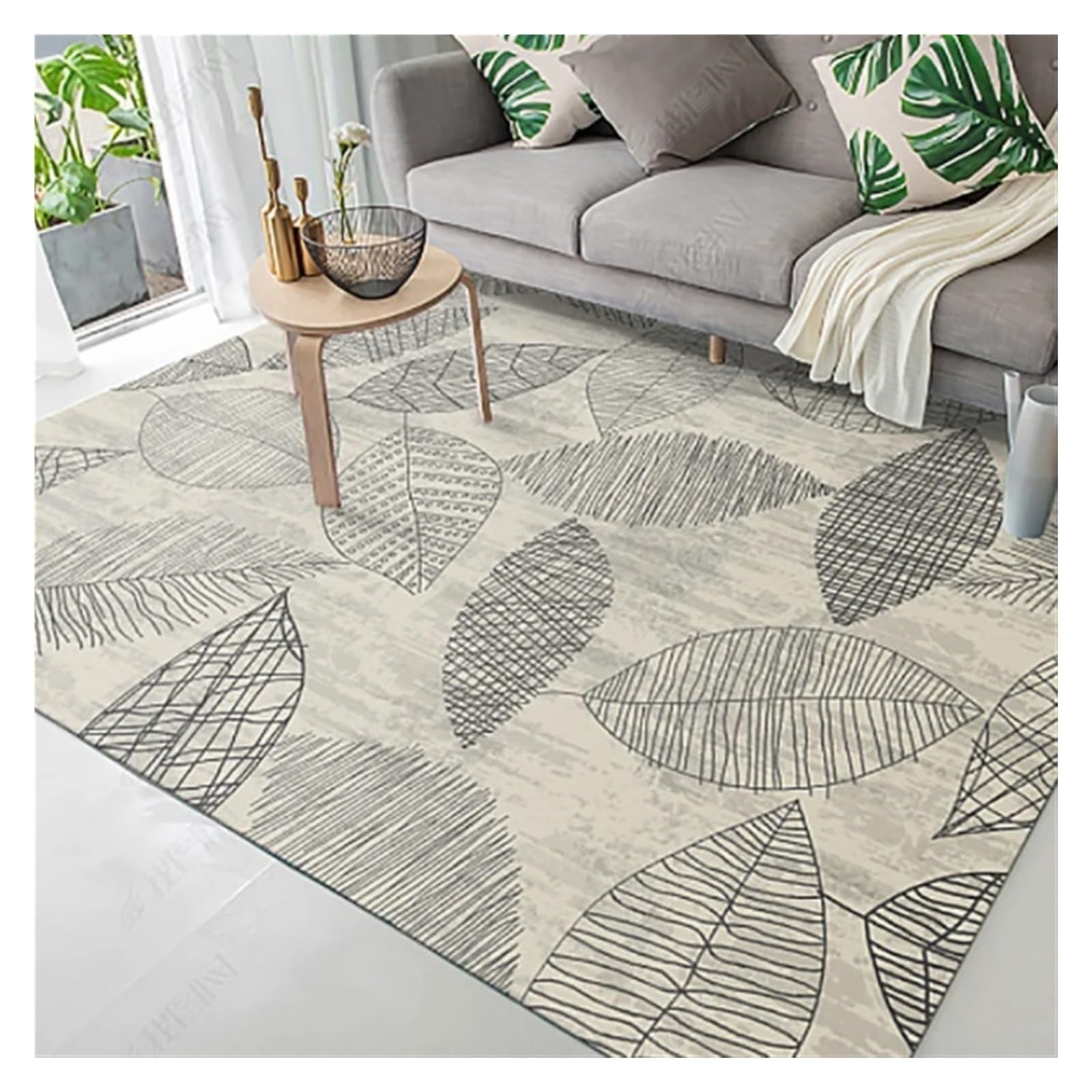 Tapis rectangulaire 120x160 cm doux et durable pour decoration de salon