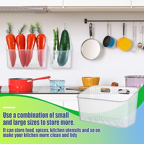 Miniatura 4 de Organizador de almacenamiento de 8 piezas para montar en la pared, cesta organizadora transparente apilable para colgar, organizador de puerta de