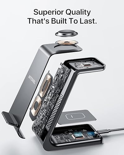 Miniatura 5 de Intoval Cargador inalámbrico, cargador 3 en 1 para iPhoneiWatchAirpods, estación de carga con certificación Qi para iPhone 14131211ProMaxXSMaxXRXSX,