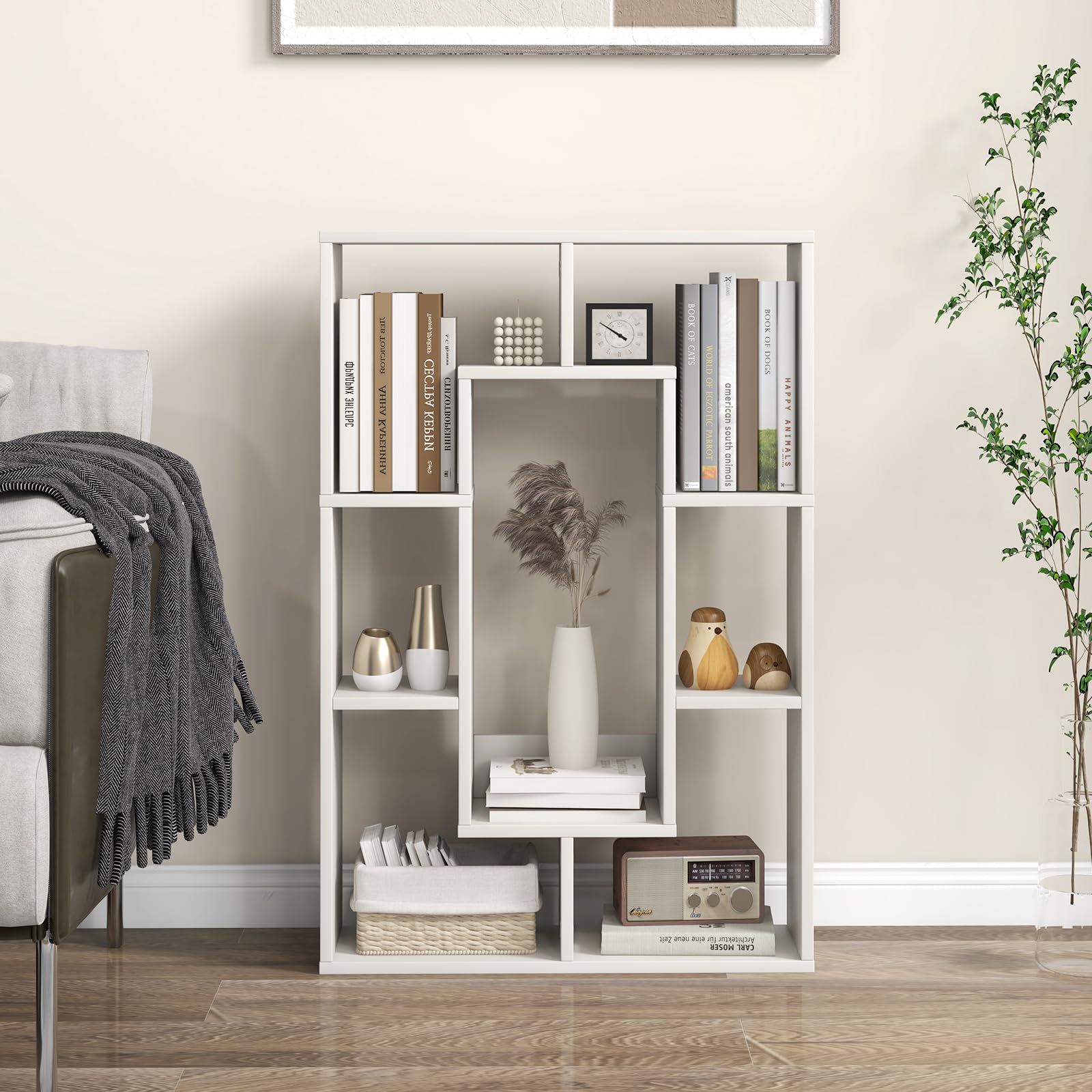 COSTWAY Estanteria Cubos, Libreria Estanteria de 7 Cubos, Estanteria Libros Salon Dormitorio, Estudio, Oficina, 60 x 20 x 90 cm (Blanco)
