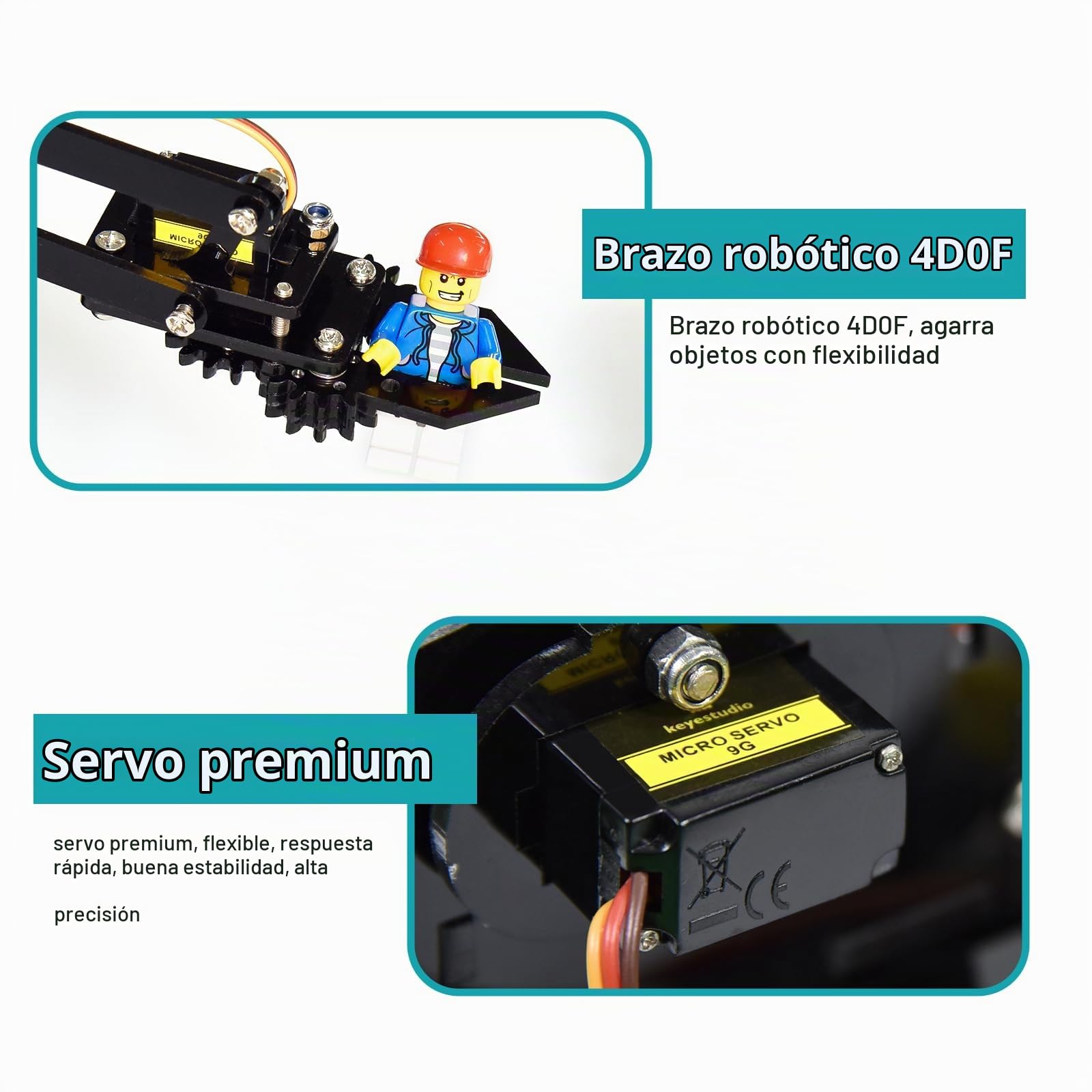 KEYESTUDIO Brazo robótico mecánico con Abrazadera de Garra robótica con servos para Arduino UN0 IDE