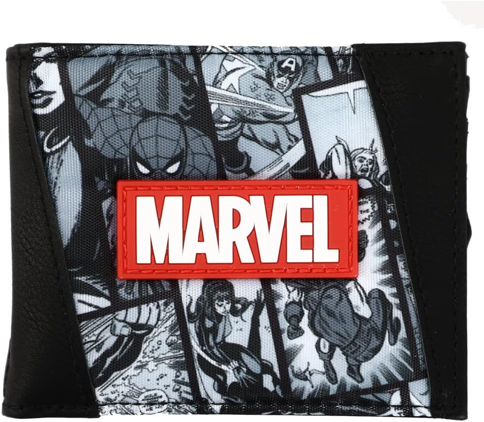 Marvel Black and White Digital Print PU and Nylon Bifold Wallet