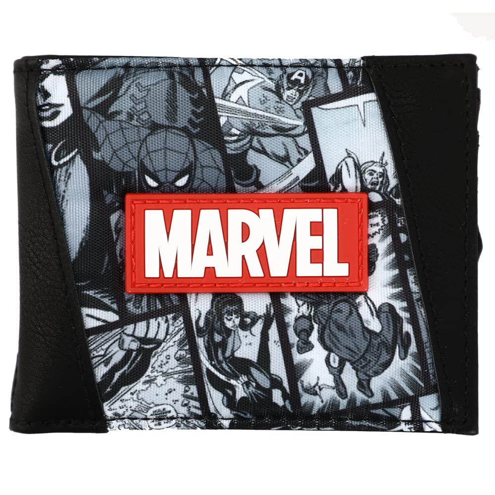 BioworldMarvel Black and White Digital Print PU and Nylon Bifold Wallet