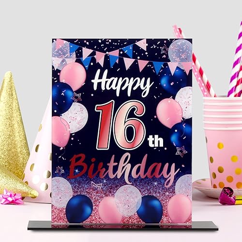 Miniatura 329 de LINGTEER Happy 11th Birthday Decorations, 2Pcs Black&Gold Stand Print Acrylic Table Centerpieces Backdrop Board- Cheers to 11 Years Old Fun Birthday