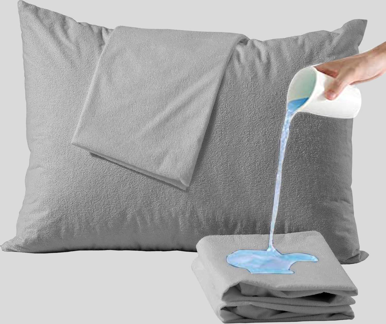 Trance Ultra Soft Terry Waterproof Pillow Protector Cover with Zippered Closure | Dust Mite - Bed Bug Protection | Oil and Water Spill Protection Covers (Large: 20 x 30 inch - Grey) - Pack of 2-image-20