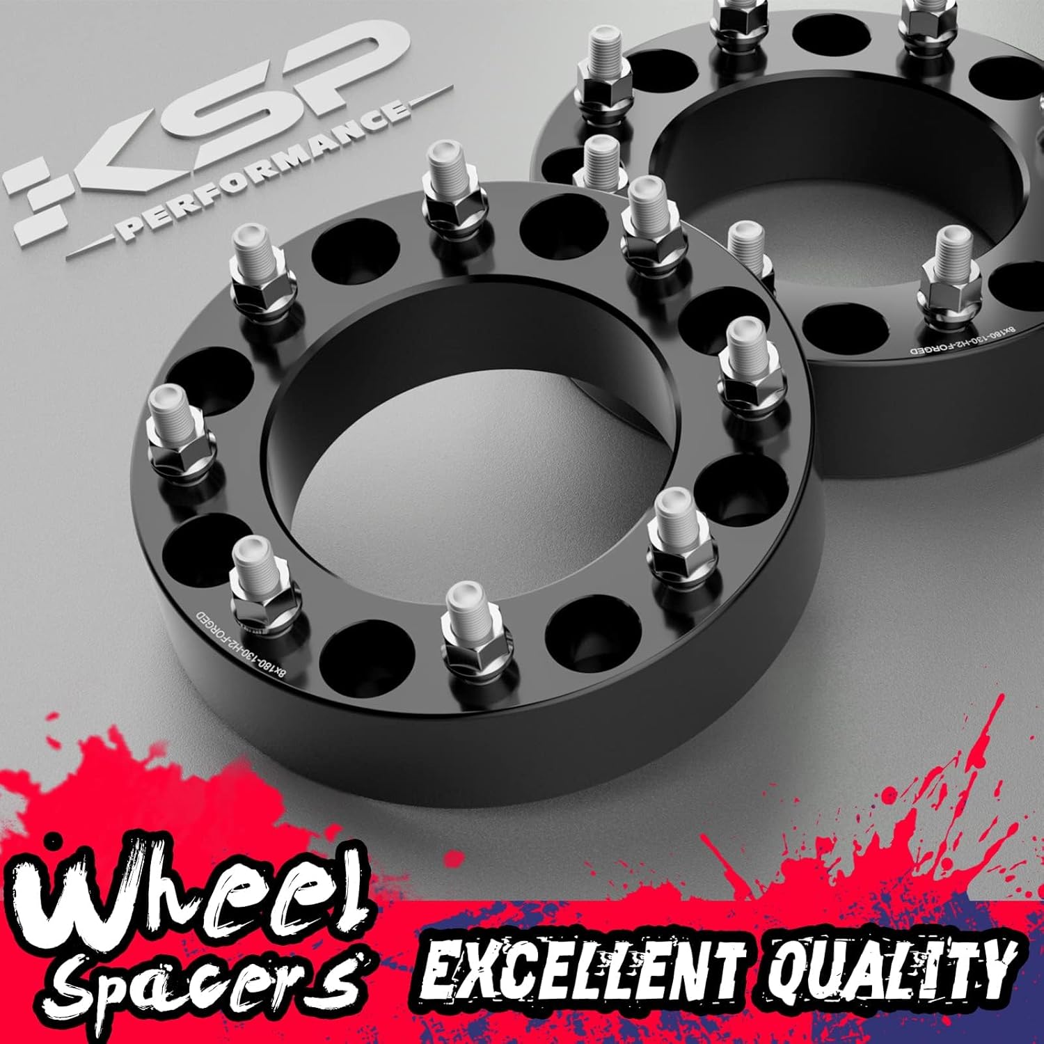 KSP 2 inch 8x180 Wheel Spacers for 2011-2024 Chevy Silverado 2500 2500HD 3500HD GMC Sierra 2500HD 3500HD, 50.8mm 8x180 to 8x180 Forged Lug Centric Wheel Adapters 130mm Center Bore with M14x1.5 Studs