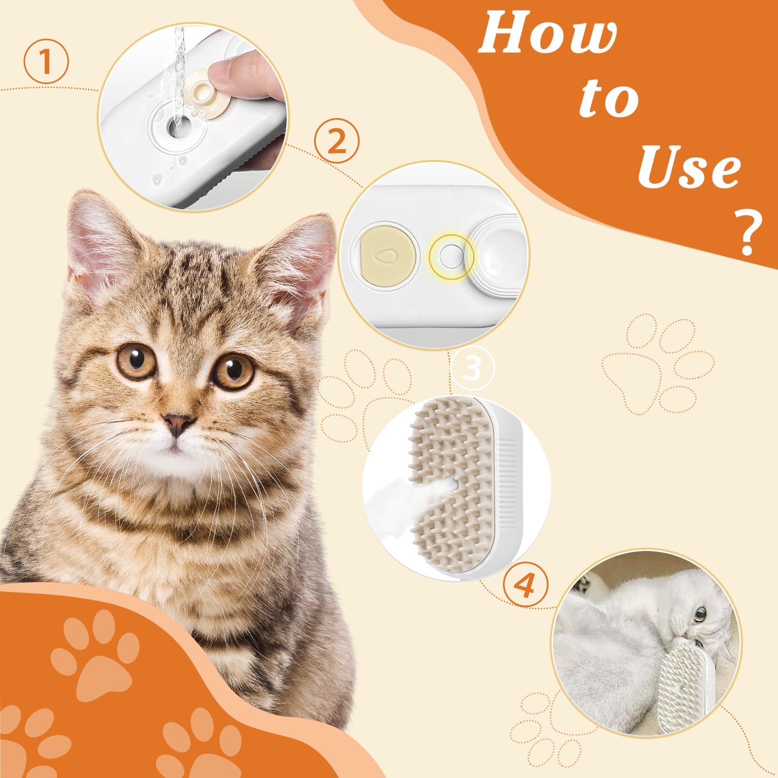 chimoo Spazzola a Vapore per Gatti 3-In-1,Spazzola Gatto con Vapore Verde Spazzola a Vapore per Cani Multifunzionale Spazzola Vapore Gatti per Rimuovere Grovigli e Sciolti Degli Animali