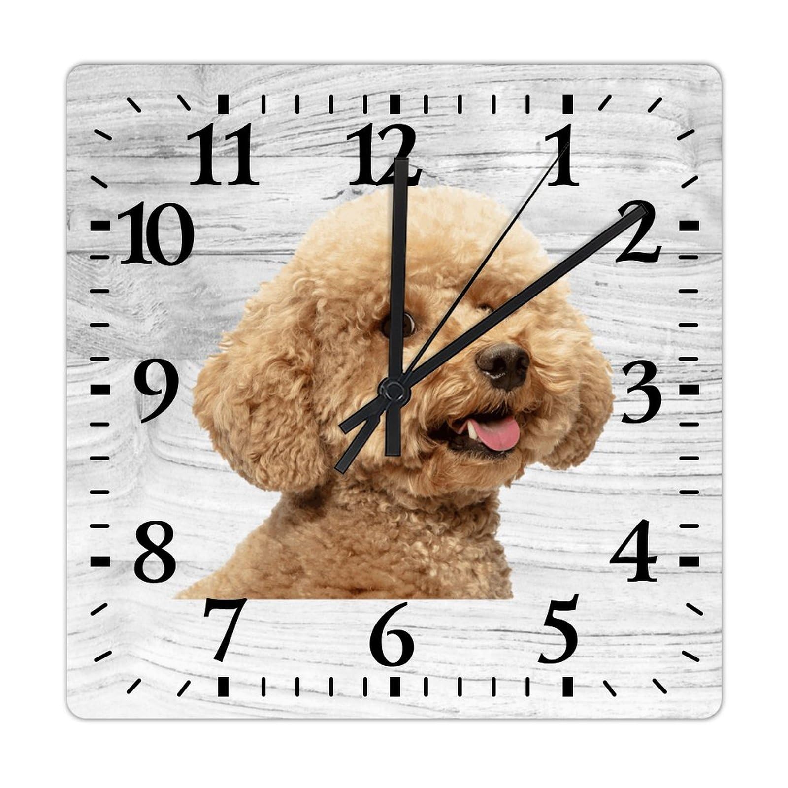 Horloge Maltipoo en bois carrée de 38 cm silencieuse pour salon