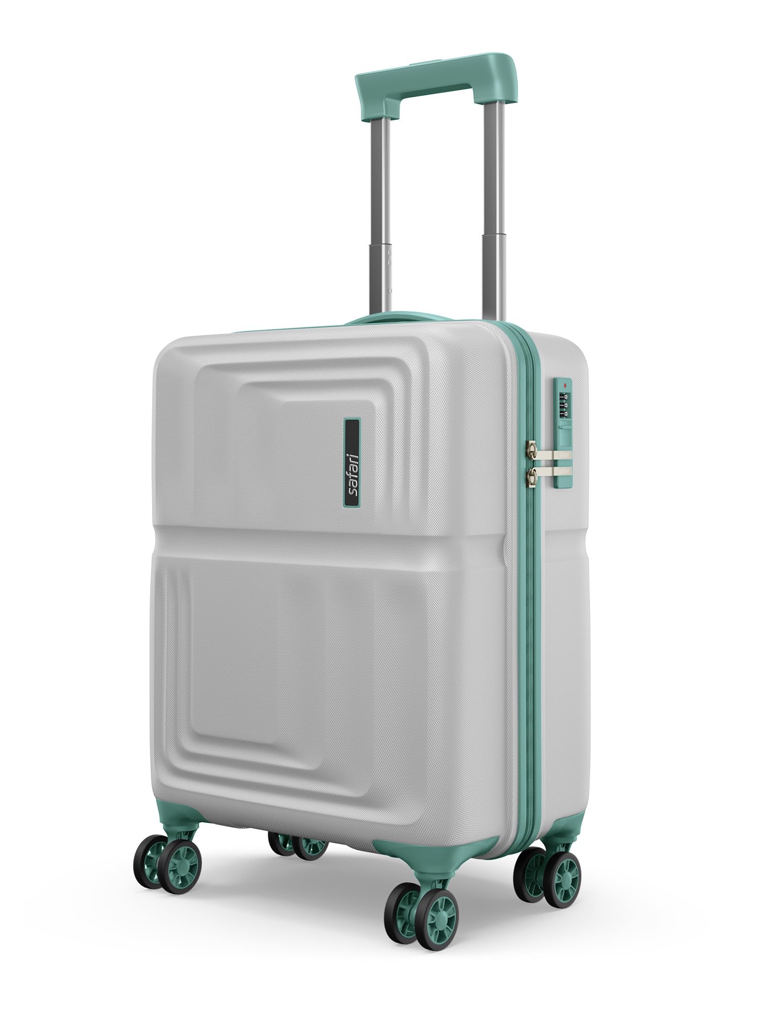 Roma Hard Luggage Trolley Bag with 8 Wheels Cabin Size Carry on Suitcase - Fog Grey