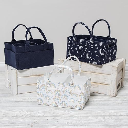 Miniatura 9 de Sammy & Lou Organizador de almacenamiento plegable de fieltro de arco iris pintado, diseño dividido para mantener organizados pañales, toallitas