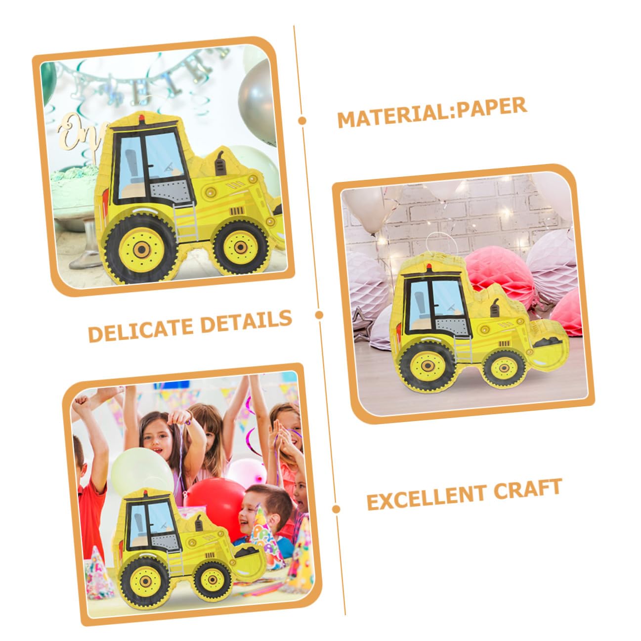 TOYANDONA Piñata para Fiesta Infantil Set de Papel Hecha a Mano de Excavadora de Forma Creativa Adecuado para Celebraciones y Cumpleaños