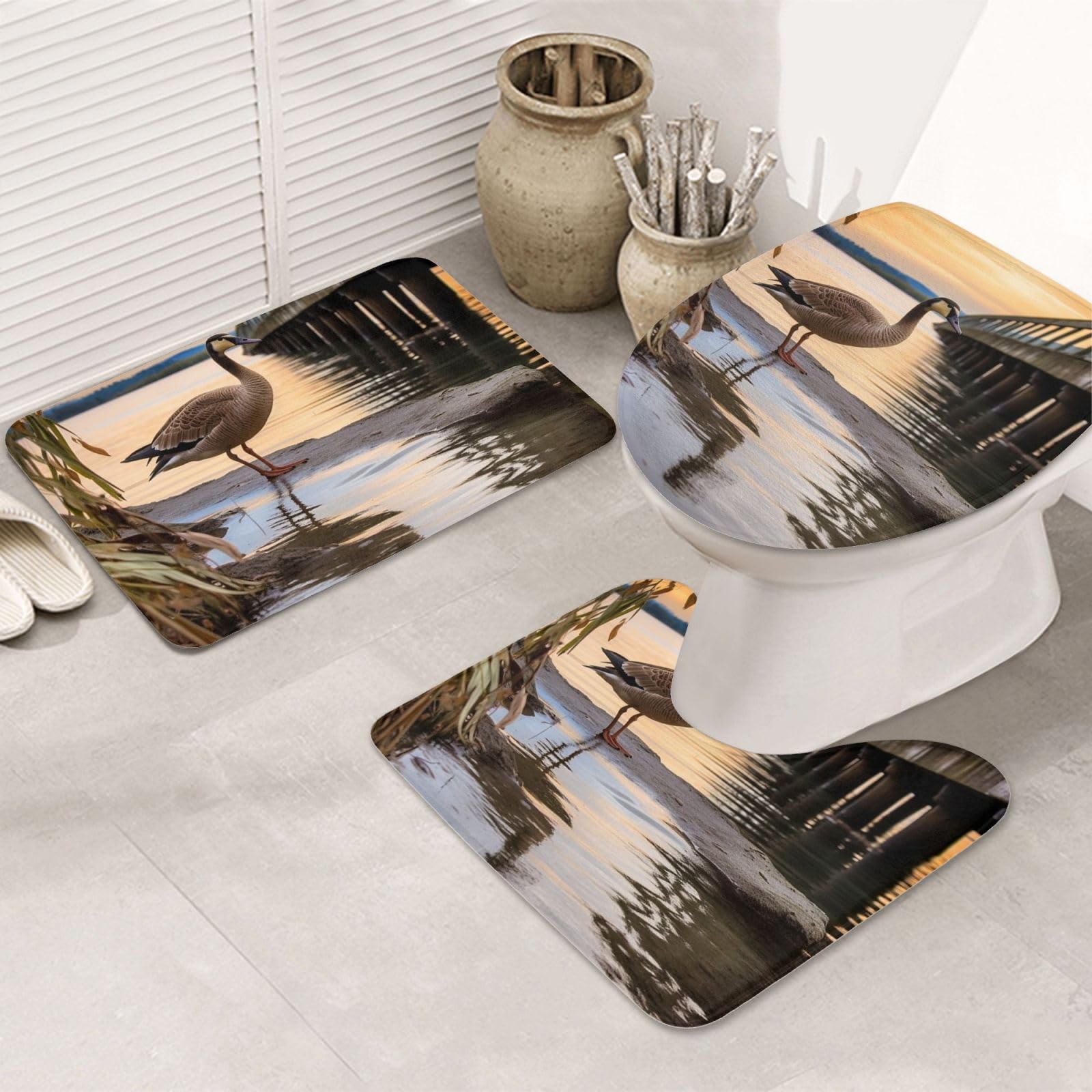 Tapis de salle de bain en microfibre pour sortie de douche et WC Wild Goose by The Bridge
