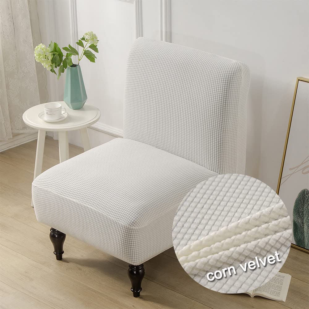 Housses de chaise sans accoudoirs - Housses de chaise extensibles amovibles et lavables - Protection de meubles - Ivoire - Maison