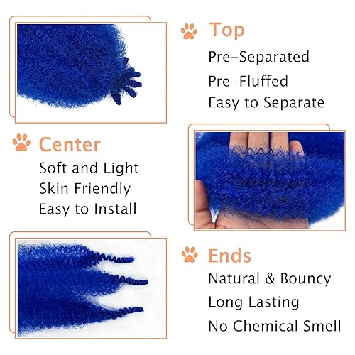 Miniatura 3 de 3 paquetes de cabello rizado afro trenzado sintético Marley Twist de 12 pulgadas, extensiones de cabello rizado para trenzas suaves de mariposa,