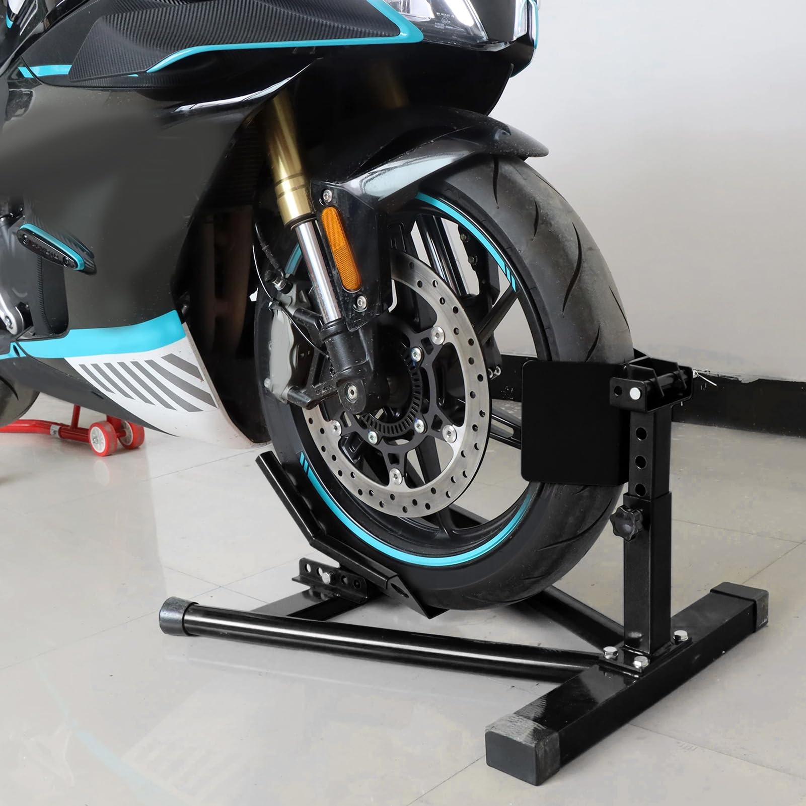 Generic Stojak na Kliny Pod Koła Motocykla Bezpieczny Stalowy Stojak na Opony Motocyklowe do Naprawy Garażu Przyczepa Pasuje do Pasuje Beneli