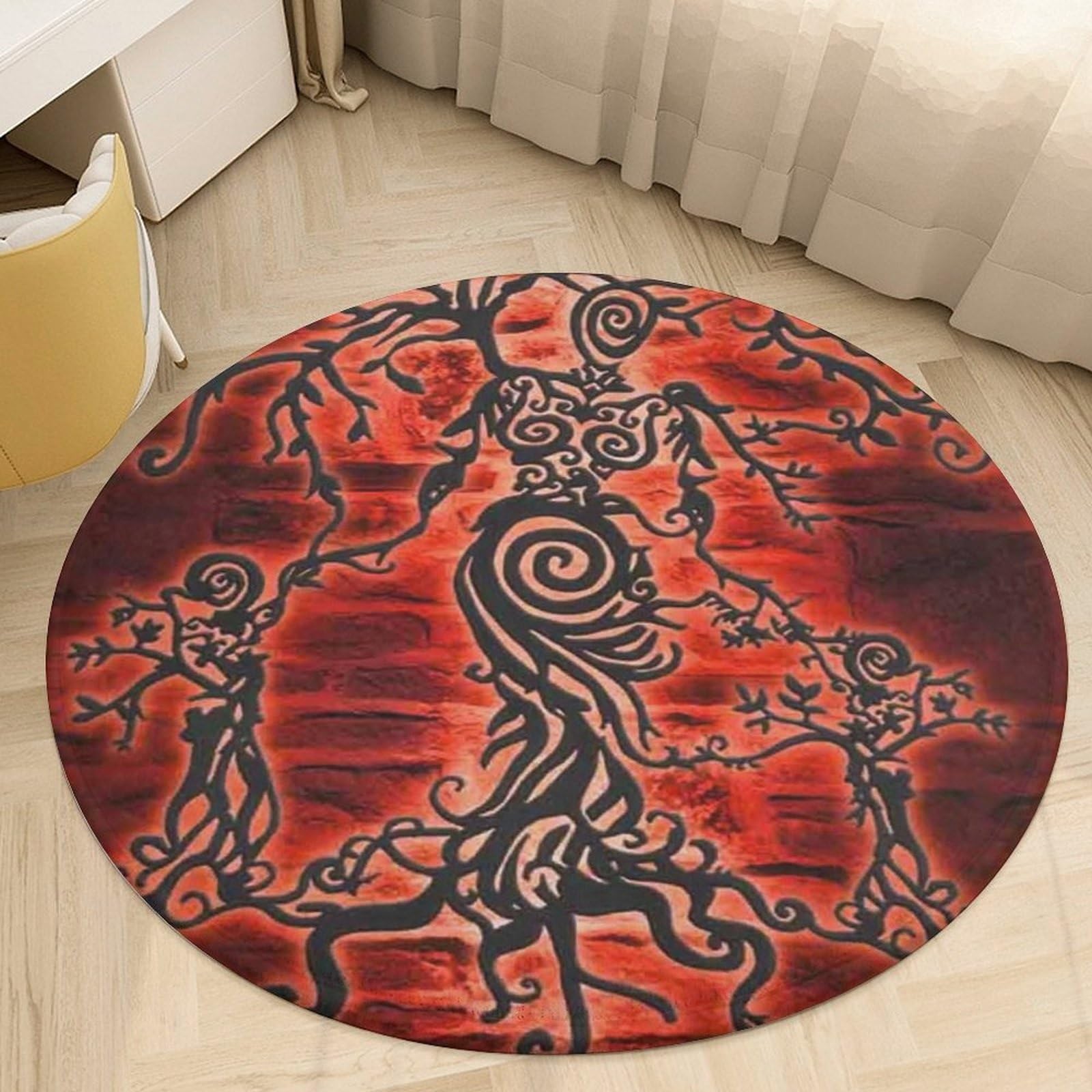 Tapis de protection plancher pour salon et yoga style Viking imprimé 3D