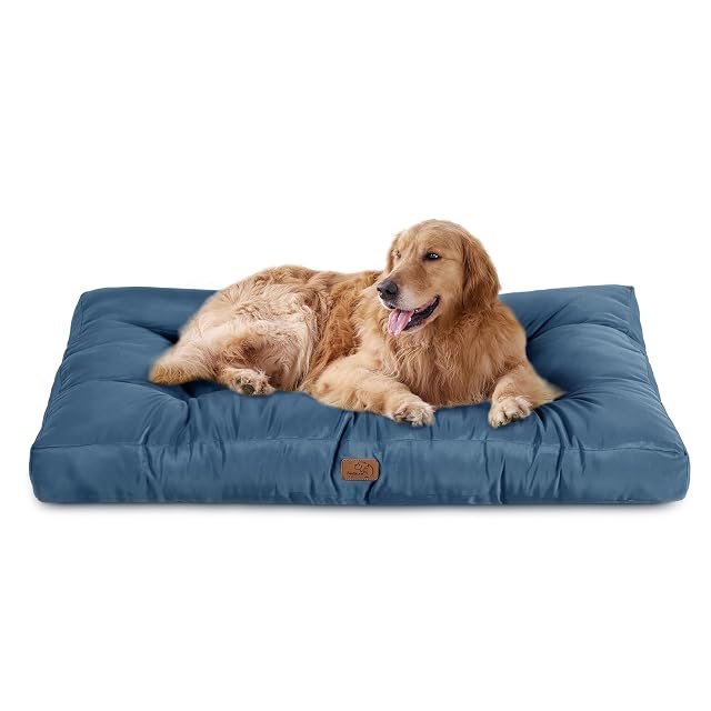 Bedsure Cama Perro Lavable Grande, 120x90x10 cm Azul Marino