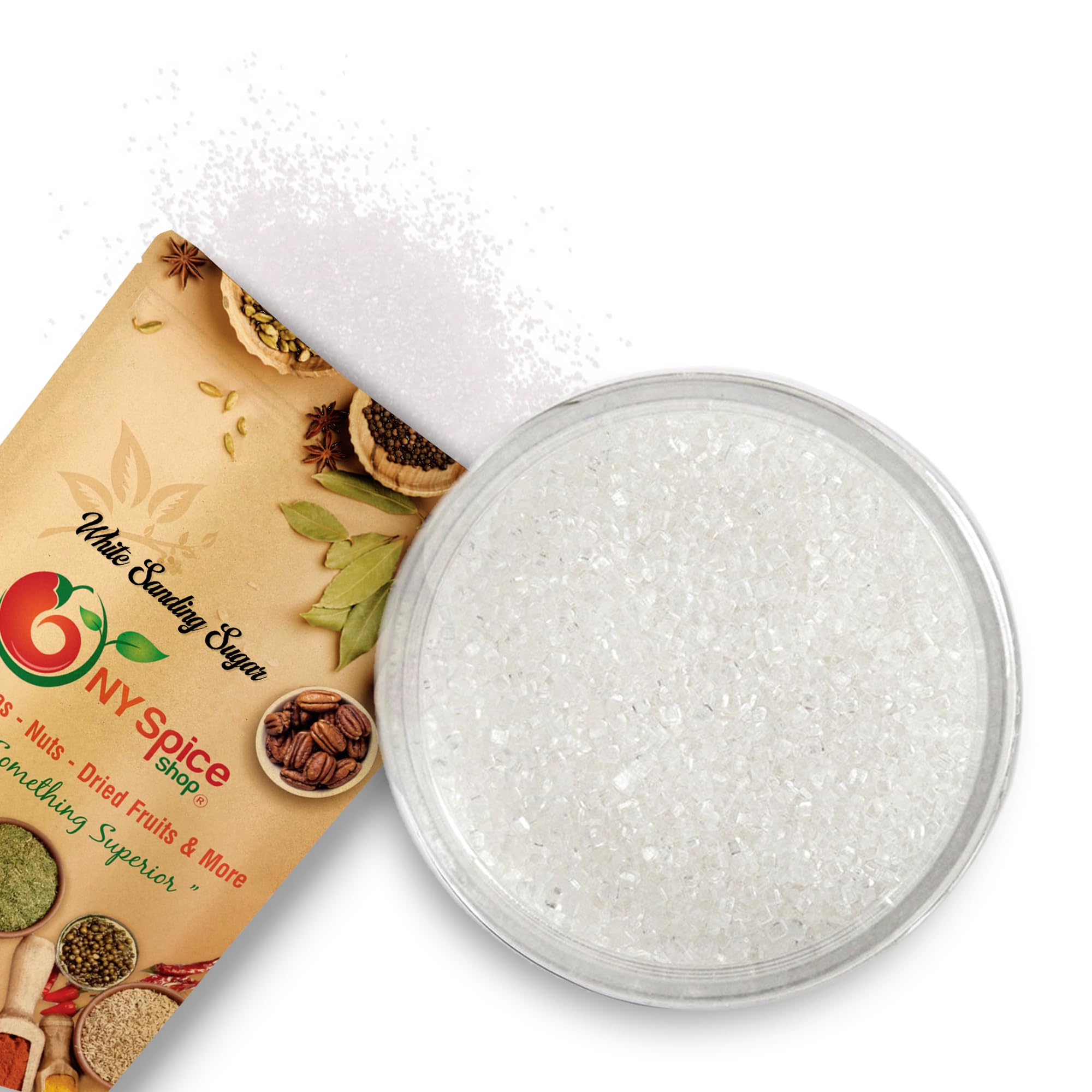 NY Spice Shop White Sanding Sugar - 8 Ounce Sweet Colorful Edible Sprinkles For Candy Dish - Sugar Sprinkles For Cake Decorating Cookies Basket &