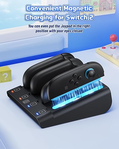 Miniatura 5 de Switch 12 Compatible FASTSNAIL 8-in-1 Charging Dock for Nintendo Switch 2 & 1OLED for Joy-Con 2, Dual-Direction Magnetic Fast Controller Charger