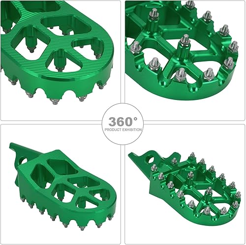 Miniatura 3 de JFG RACING Estriberas de motocicleta Estriberas Pedales Apoyos CNC para KLR 650 KLR650 1987-2018 2021-2024 Verde