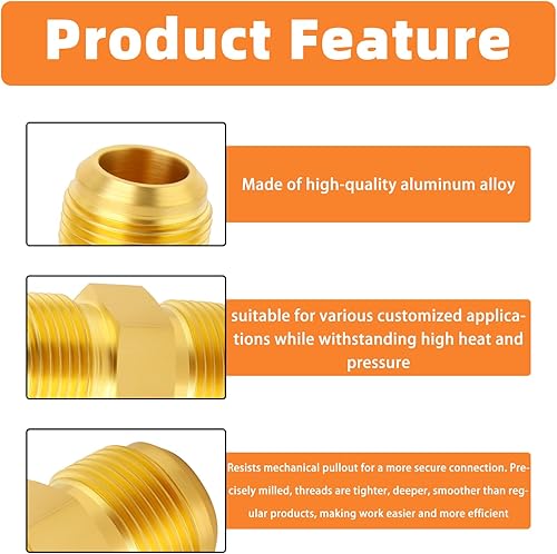 Miniatura 107 de GASHER 10 piezas de latón SAE 45 grados Flare Tube Fitting, 1/2" Flare Nut Aire Acondicionado Tubo de cobre Extensión de tubo de cobre a tope Tuerca