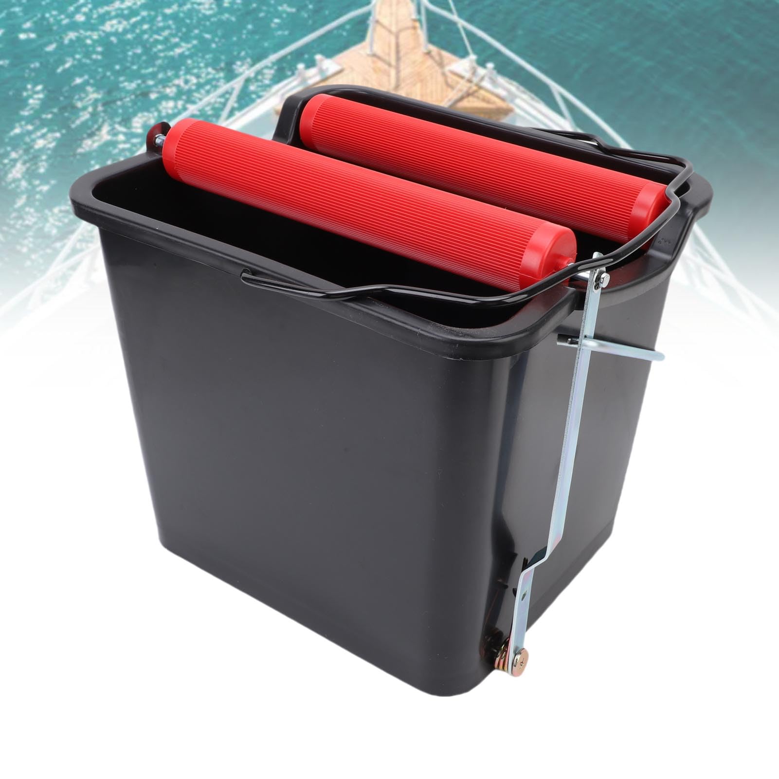 Asixxsix Cubo para Fregona de 14L, Cubo de Limpieza Giratorio con Pedal con Diseño Portátil para el Hogar, Marino, Camping, Pesca, Ahorro de Espacio