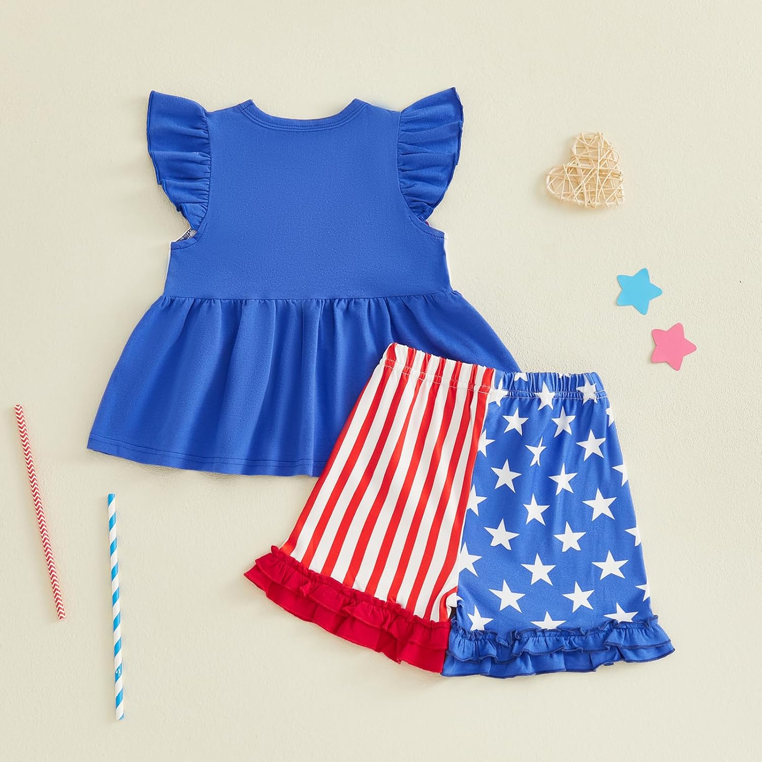 Baby Girl 4th of July Outfit Love USA Short Sleeve T Shirt Top Shorts Set Toddler Independence Day Summer Clothes