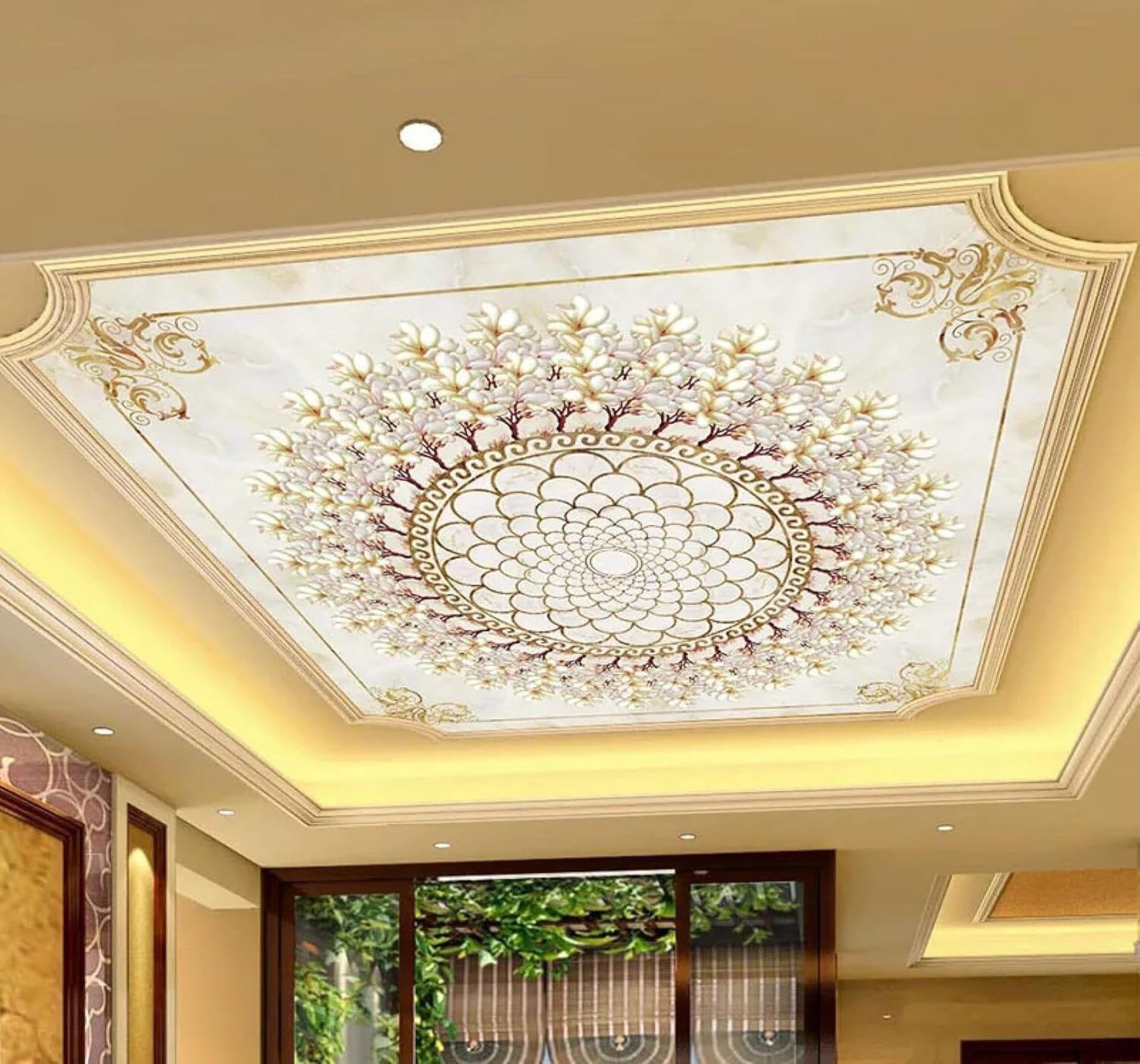 XLMING Relief Luxury Orchids Palace Style 3D Wallpaper Premium Textured Silk Study Dining Living Room Bedroom Sofa TV Wall Easy Install-430cm×300cm