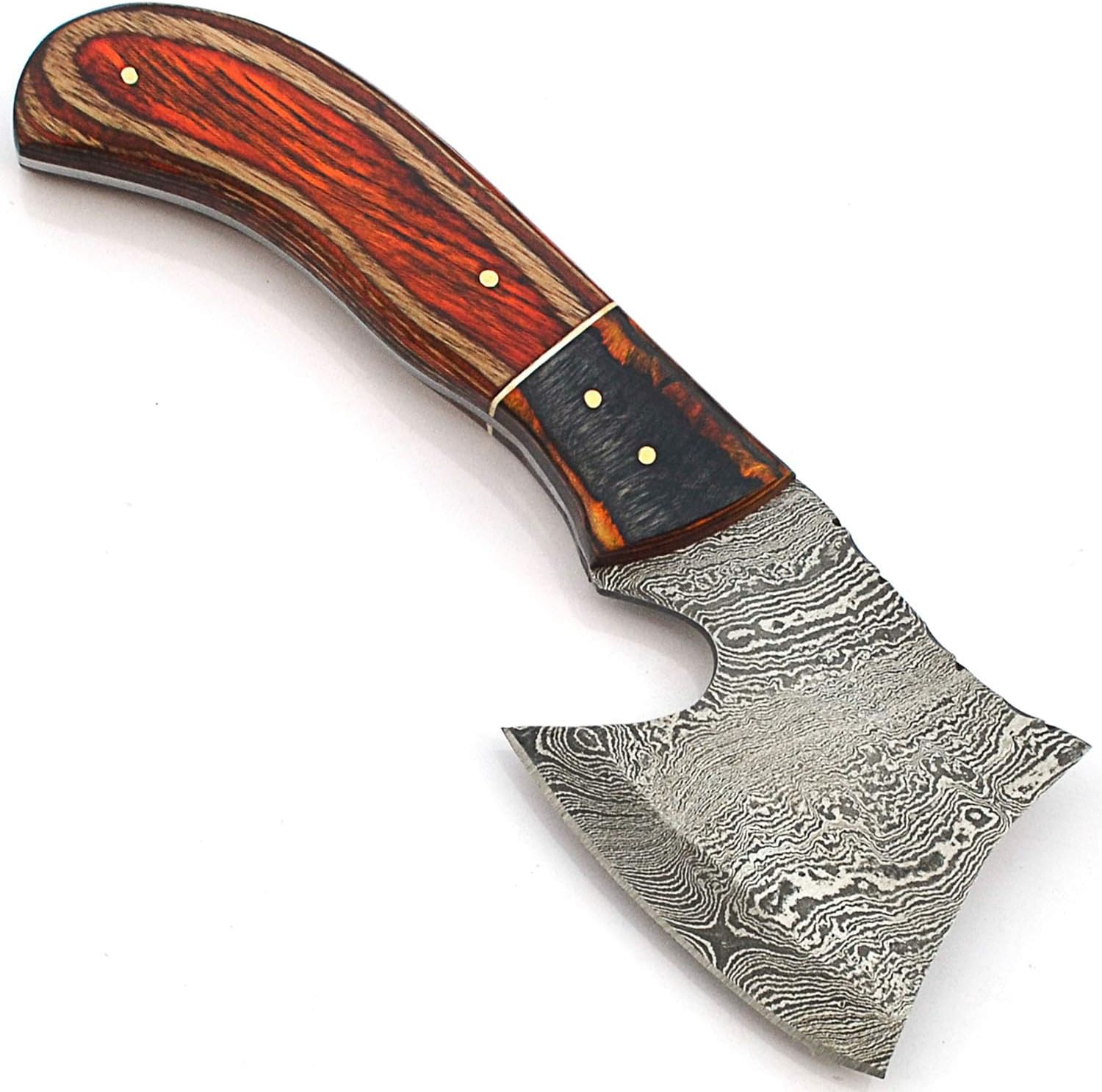 Custom Handmade Damascus Steel Mini Cleaver Knife Wood Handle with Leather Sheath