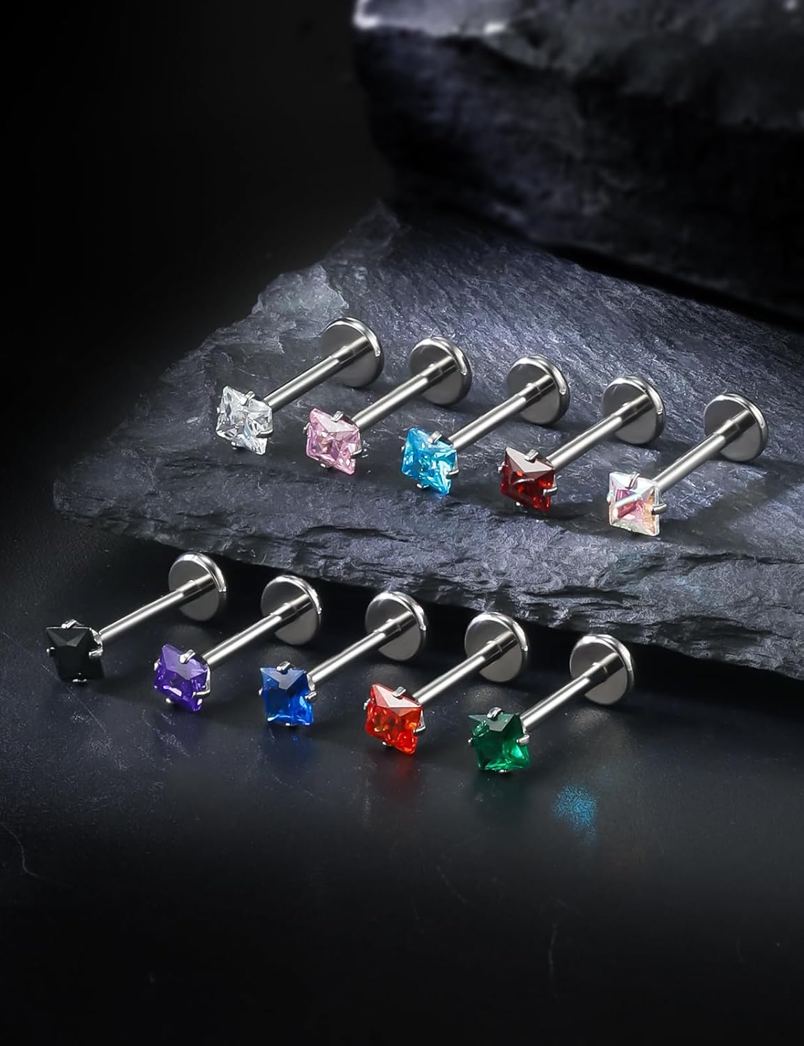 20G 18G 16G Astm F136 Titanium Internal Thread Flat Back Earrings Nose Studs Tragus Helix Conch Cartilage Lobe Earrings Medusa Labret Snake Bite Monroe Lip Ring Piercing Jewelry For Women Men - Image 4