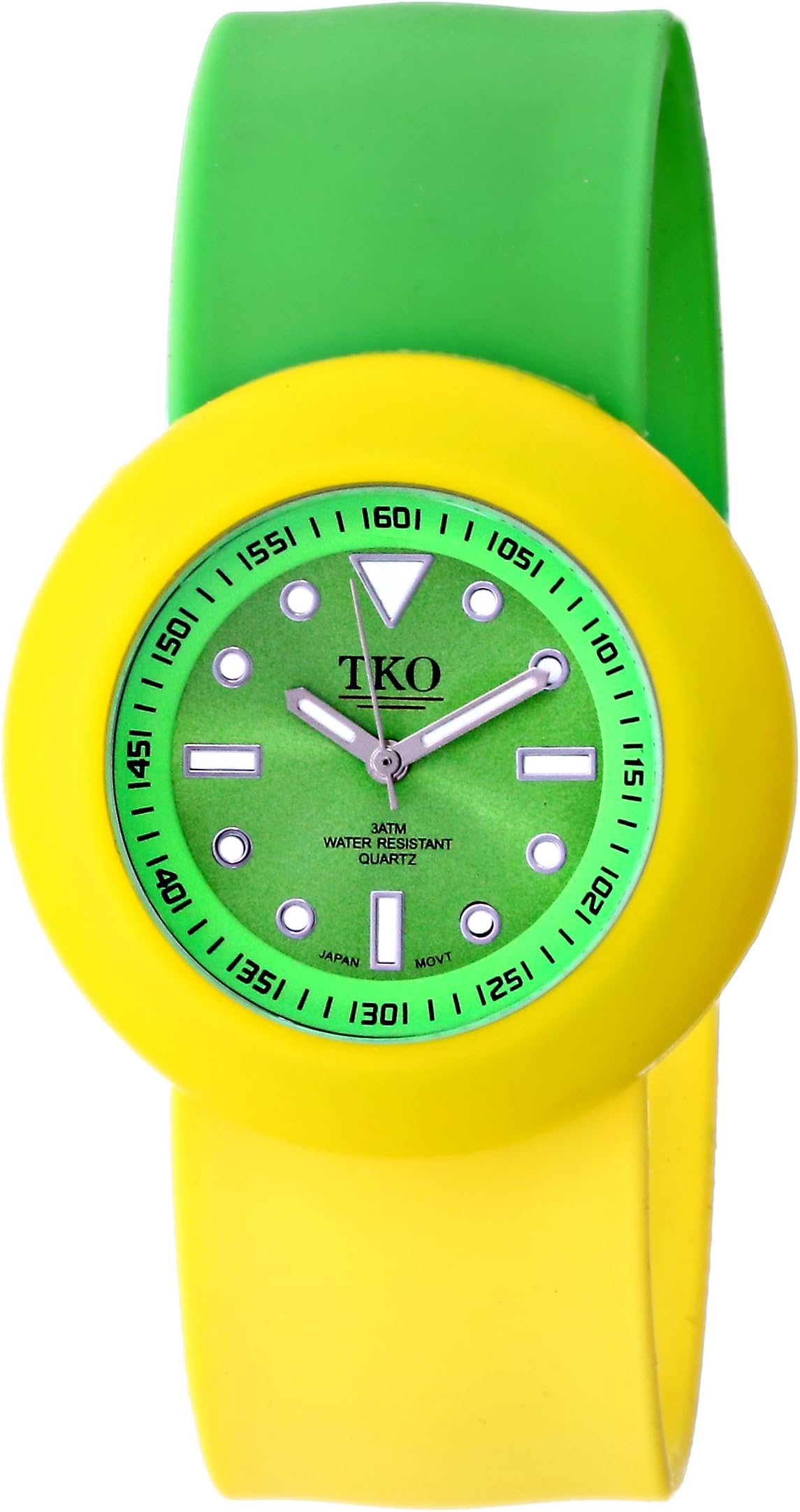 TKO ORLOGI Women's TK589-GYG Green and Yellow Rubber Slap Watch