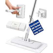Hands Free Multi Purpose Flat Mop, Face Towel Compatible Zero Touch Clip Sweeper - 39-48 in Adjustable 360 Swivel Handle, Snap Grip Mini Gap Dust Cleaner with Microfiber ClothsL-10.2IN#