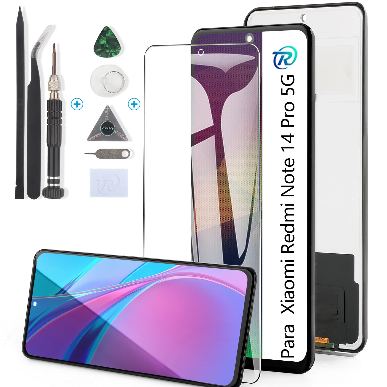 RongZy Pantalla para Xiaomi Redmi Note 14 Pro 5G 24090RA29G Táctil LCD de Repuesto Ensamblaje Digitalizador Reemplazo para Xiaomi Redmi Note 14 Pro 5G con Herramientas de Reparación(Negro)