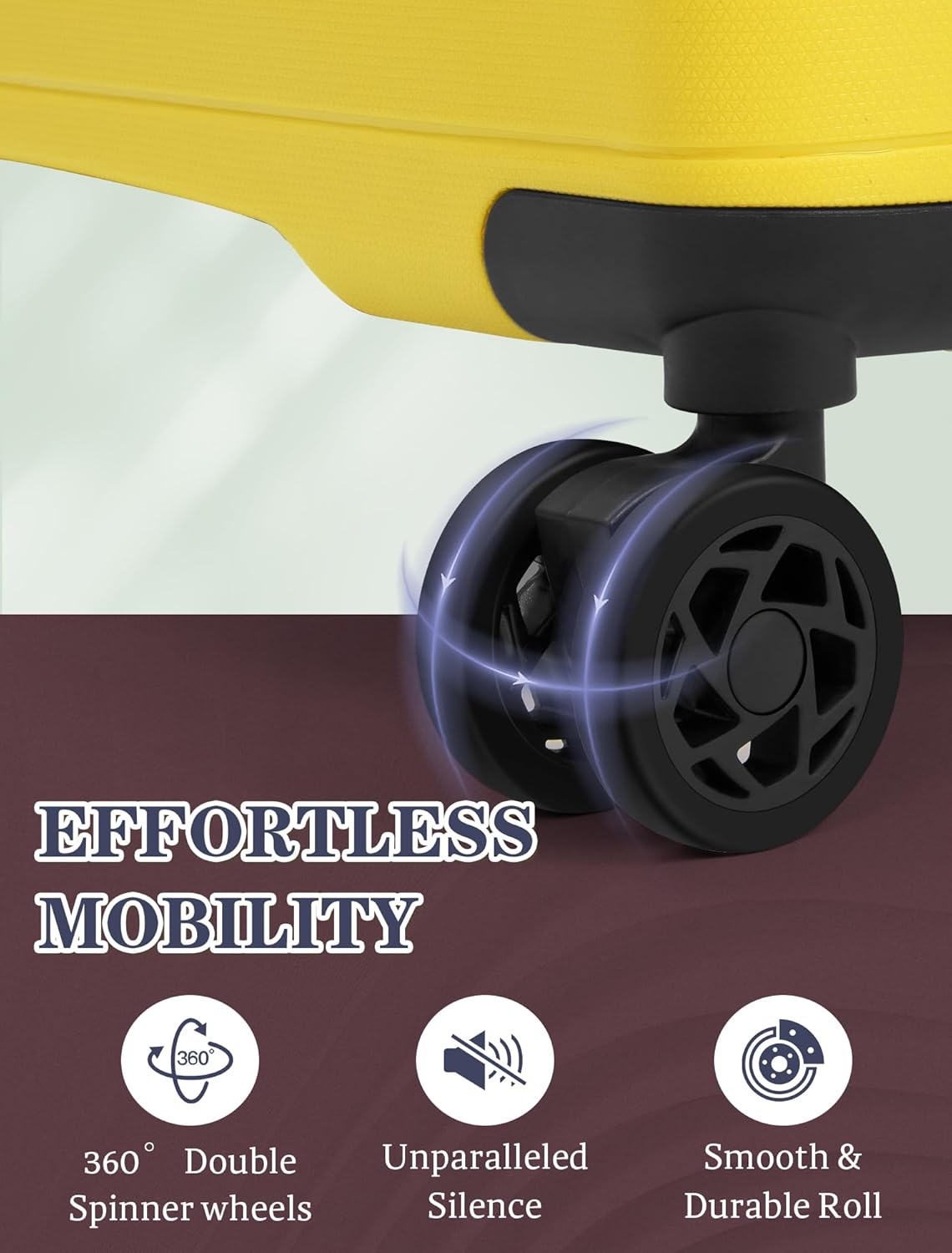 4-piece luggage sets, suitcases with wheels, PP hard-shell luggage, upgraded shock-absorbing universal wheels and built-in lock, carry-on luggage set. - Image 4