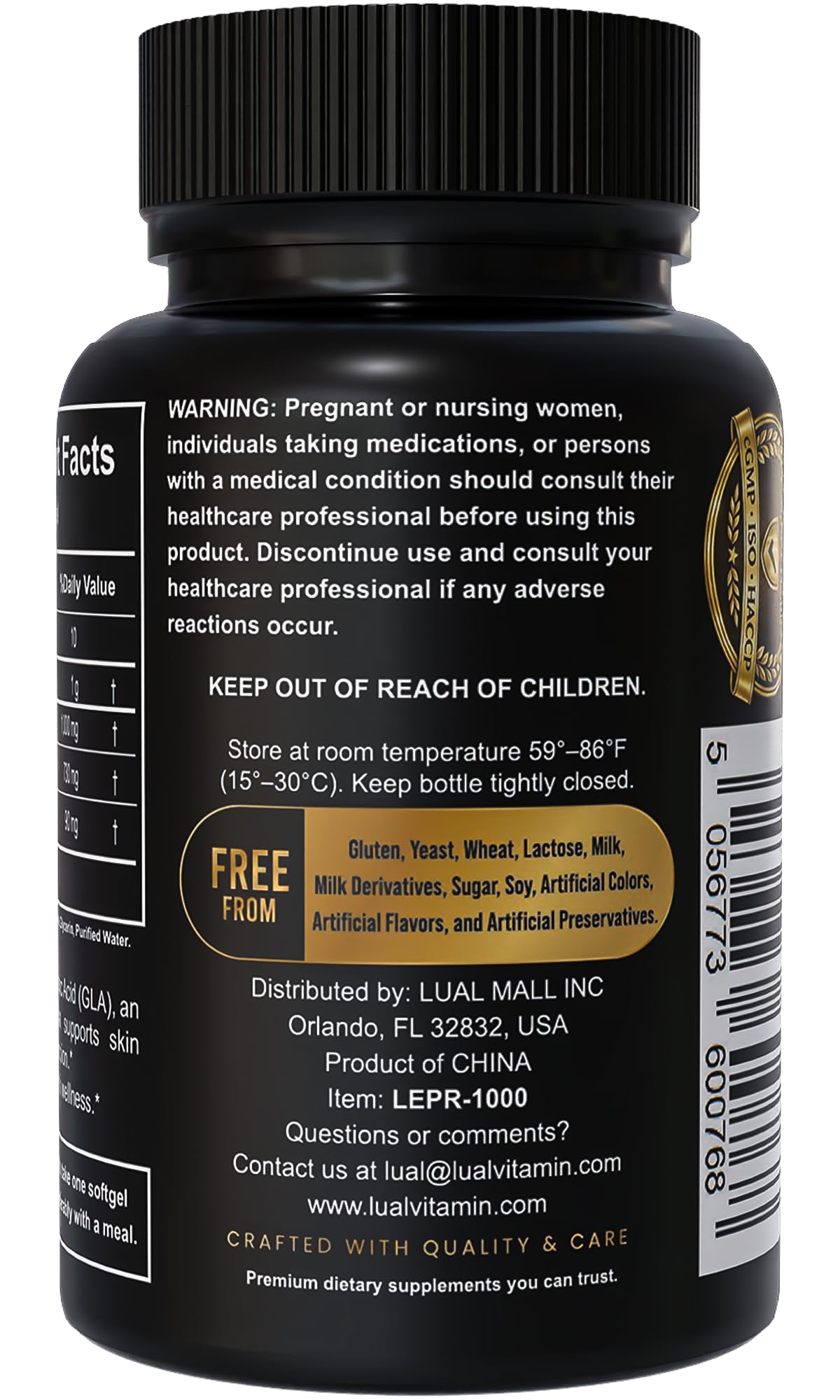 LUAL Evening Primrose Oil for Women with GLA • Aceite de Onagra 1000mg — Amazon image 3