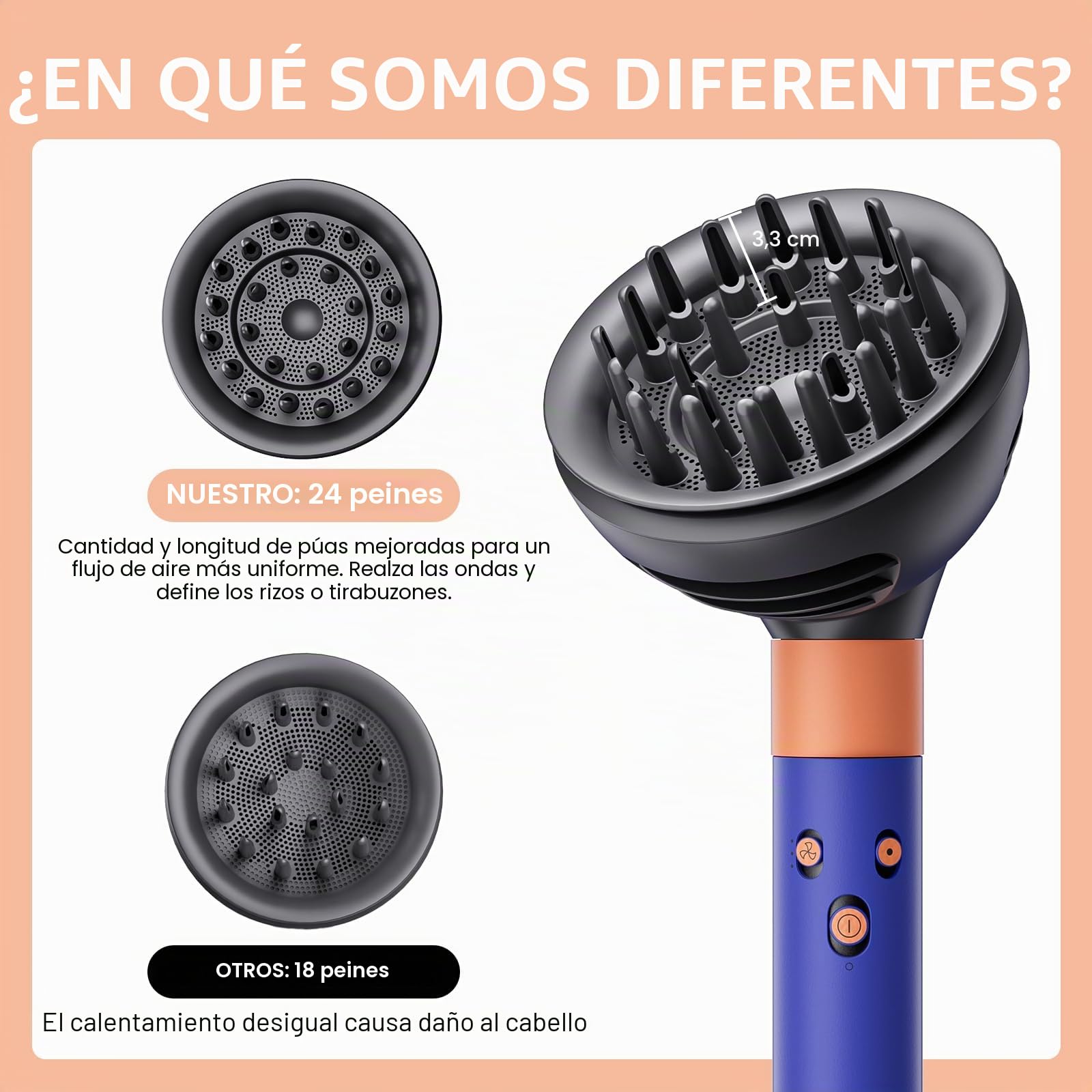 Difusor Airwrap, para Pelo Rizado, Accesorio con Modo de Doble Cúpula y Difusor, Compatible con HS08 HS05 HS01 HS03