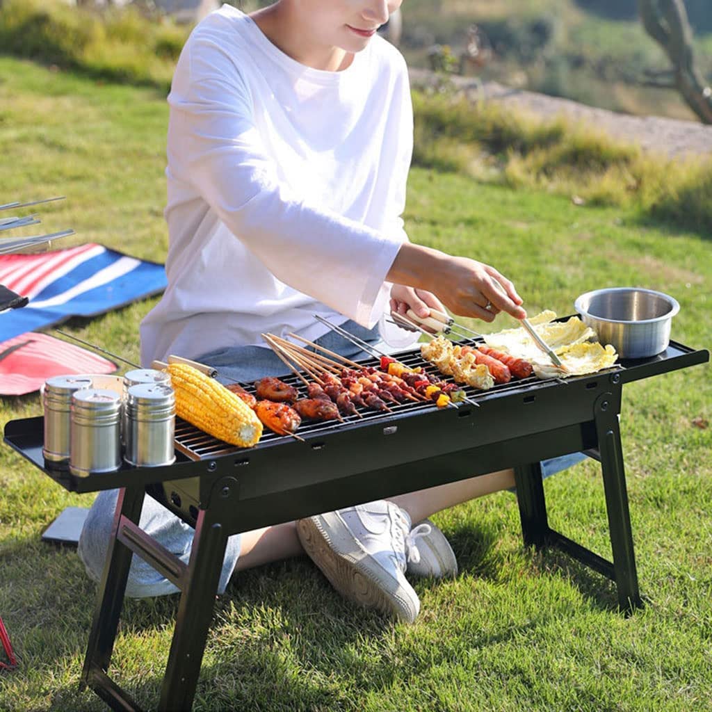 Grill ze stojakiem, pokrywą na węgiel drzewny i kó Biurko Blat Zewnątrz Stal nierdzewna Wędzarnia Grill na Piknik Ogród Taras Kemping Podróż