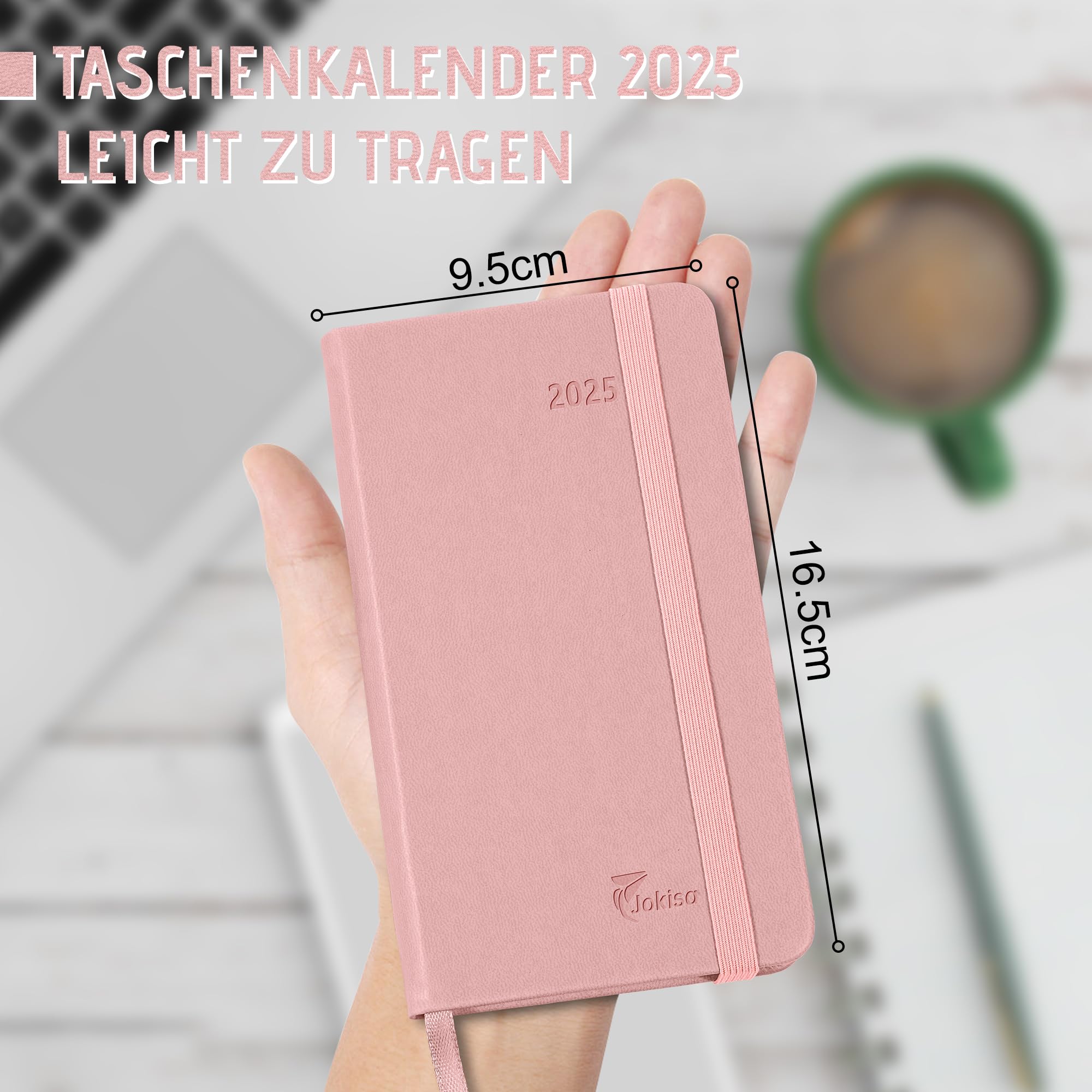 Jokisa Agenda Settimanale 2025 Tascabile, Agenda 2025 Piccola 1 Settimana 2 Pagine, Planner 2025 con Chiusura a Elastico e Segnalibro, circa A6 (16,5 x 9,5 cm), Gen.2025-Dic.2025