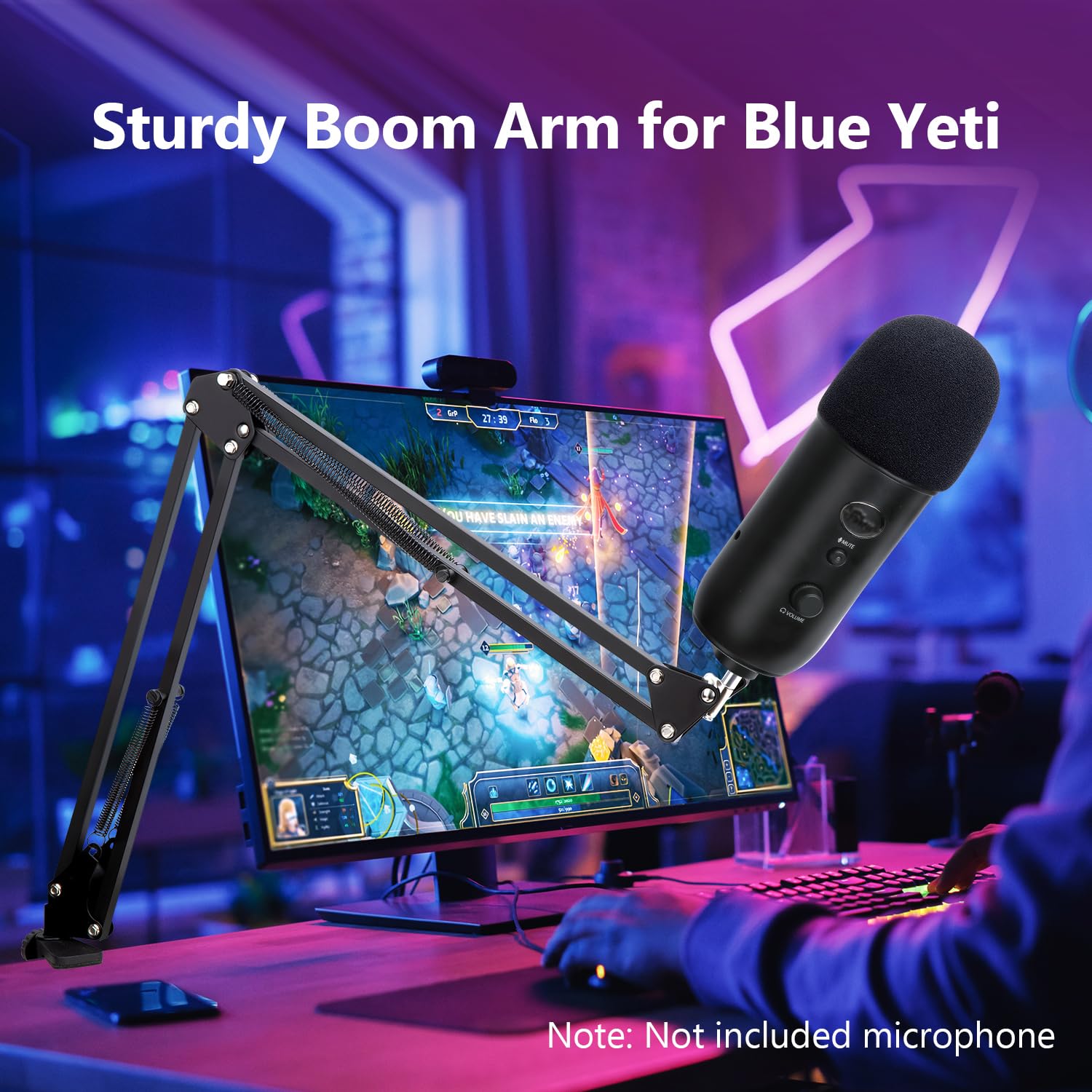 YOUSHARES Blue Yeti Profesjonalny regulowany uchwyt na mikrofon z zatyczką mikrofonową kompatybilny z filtrem pop do mikrofonu Blue Yeti/Yeti Pro