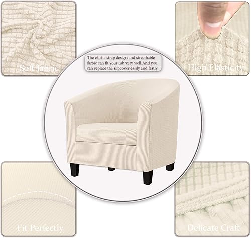 Miniatura 9 de Fundas para sillas de bañera de 2 piezas con funda de cojín, funda elástica de jacquard para muebles, funda protectora para sillón, extraíble,