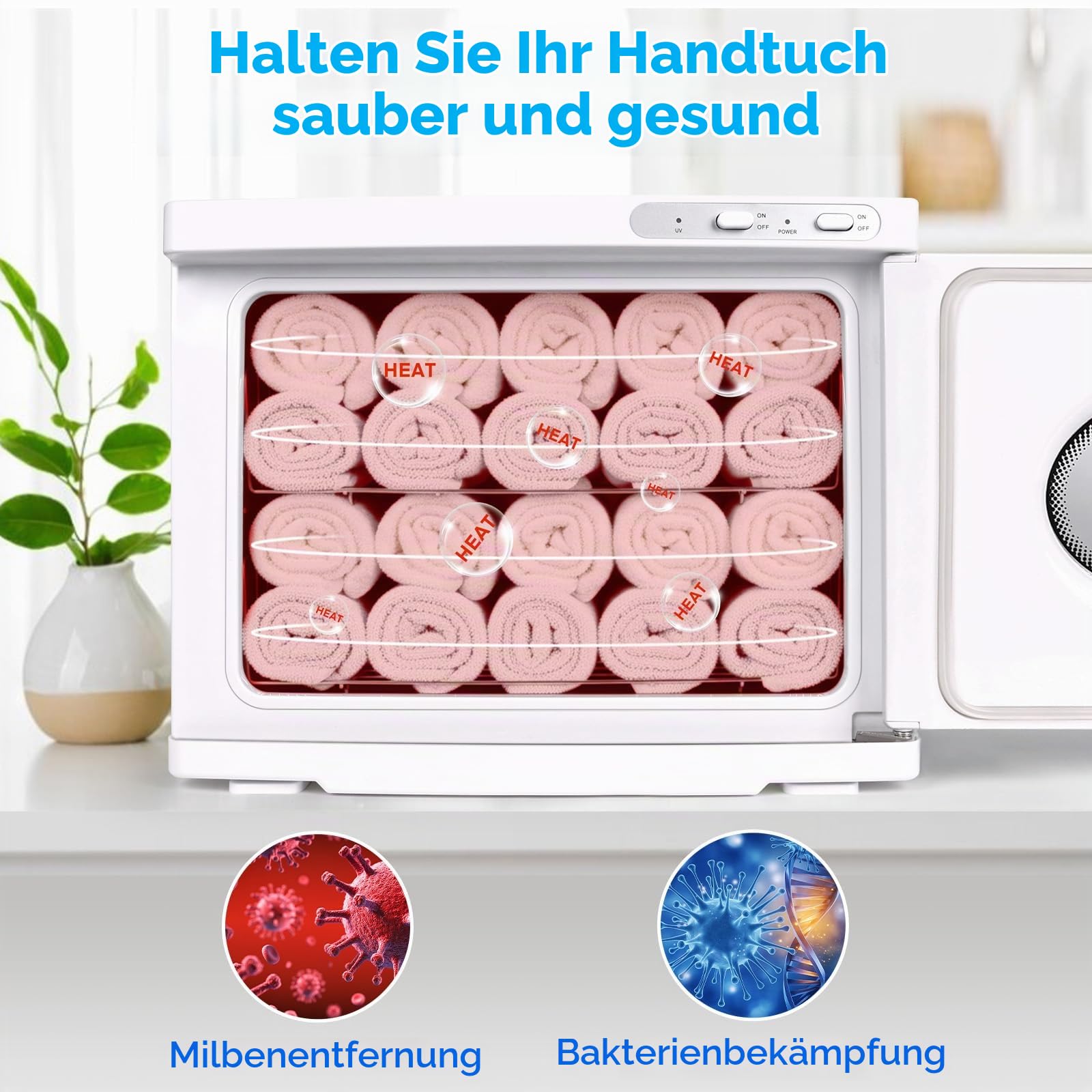 TopDirect 23L Handtuchwärmer Kosmetik, Hot Towel Warmer mit Sichtfenster | mit UV-Sterilisation, Großes Handtuch Wärmegerät für Spa, Kosmetikstudio & Friseur