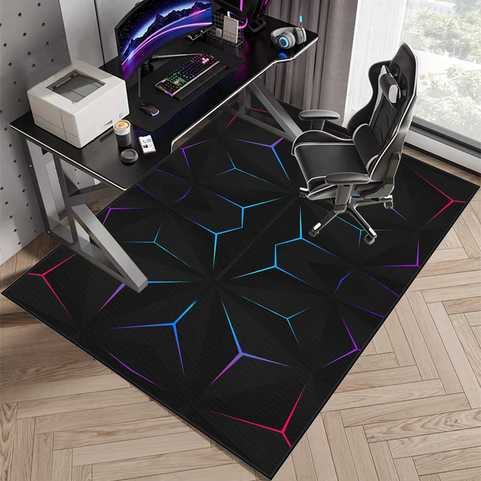Bürostuhl Matte, Schreibtischstuhl Unterlage, 80 x 100 cm Bodenschutzmatte Bürostuhlunterlage Gaming Teppich, Bodenschutz Bürostuhl Teppichschoner für Hartböden, Parkett, Laminat, Teppichboden